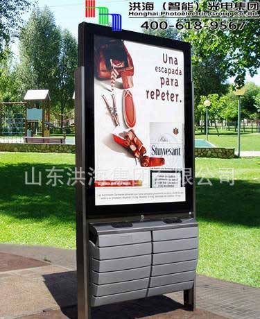 不銹鋼材質廣告燈箱垃圾桶優勢解析